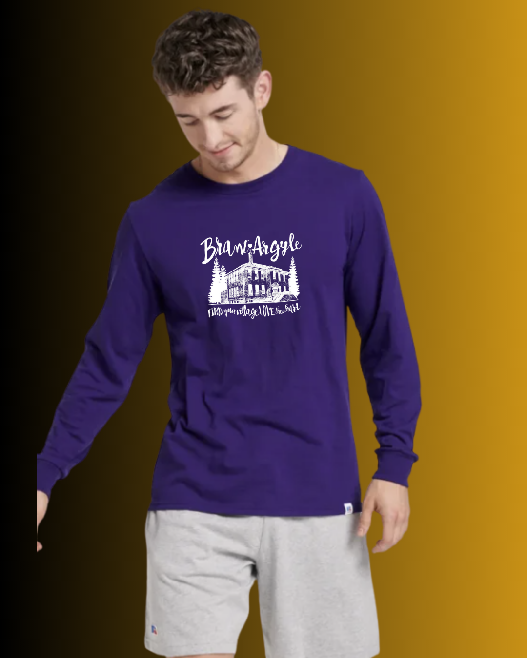 Brant-Argyle Russell Athletic Cotton Performance Long Sleeve T-Shirt