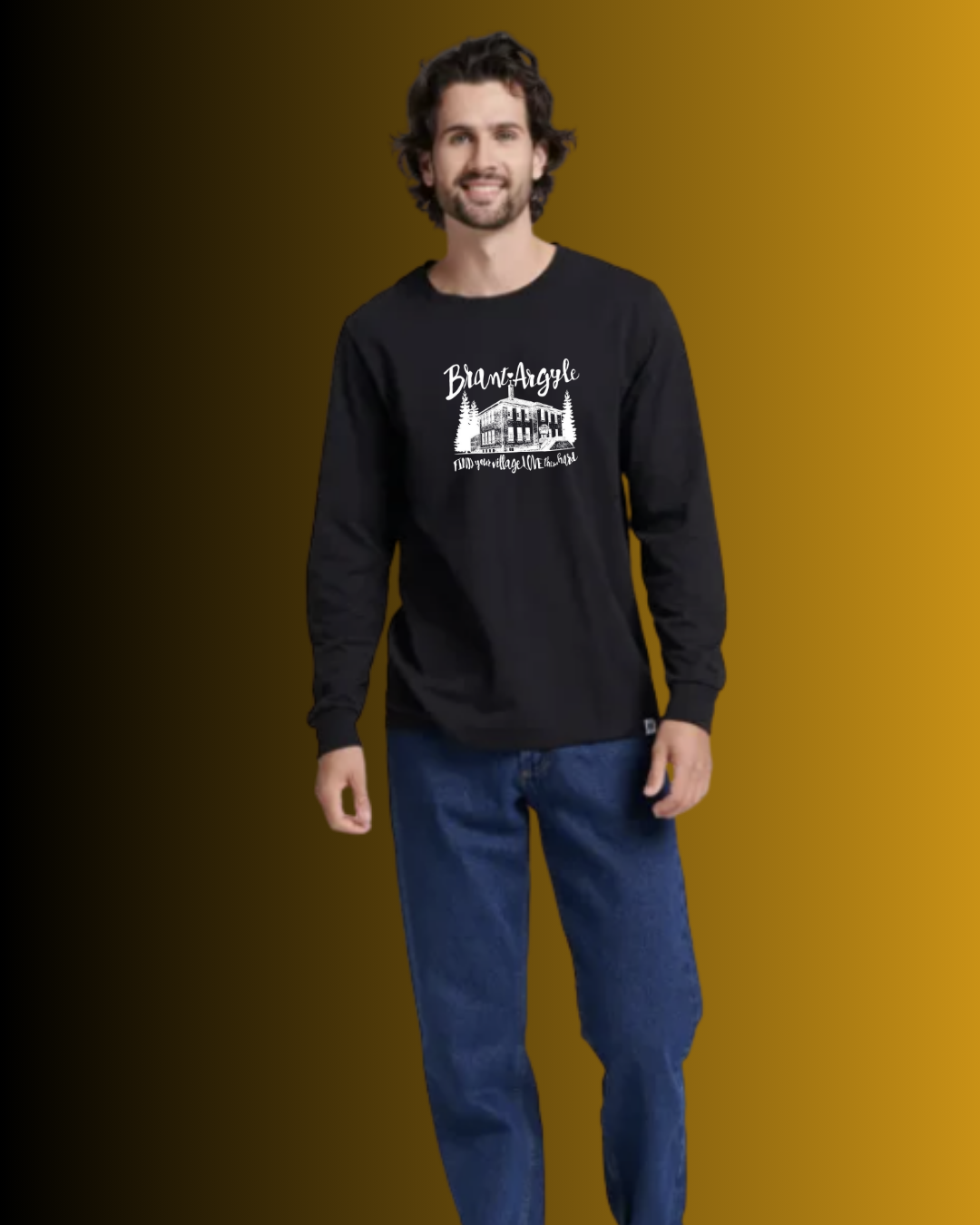 Brant-Argyle Russell Athletic Cotton Performance Long Sleeve T-Shirt