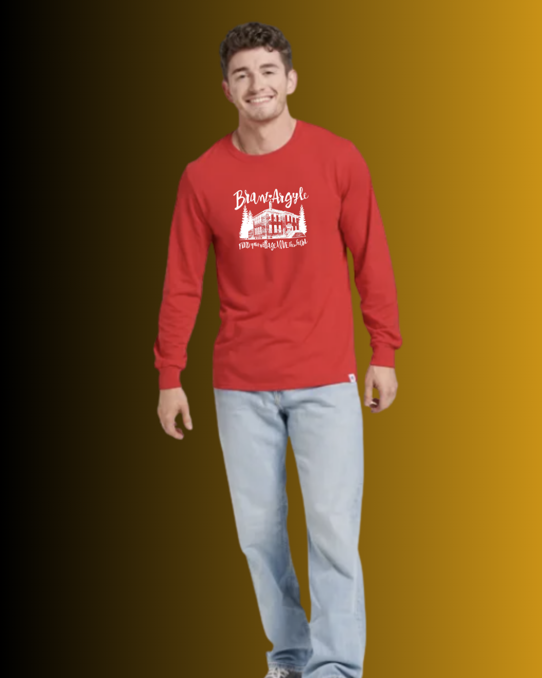 Brant-Argyle Russell Athletic Cotton Performance Long Sleeve T-Shirt