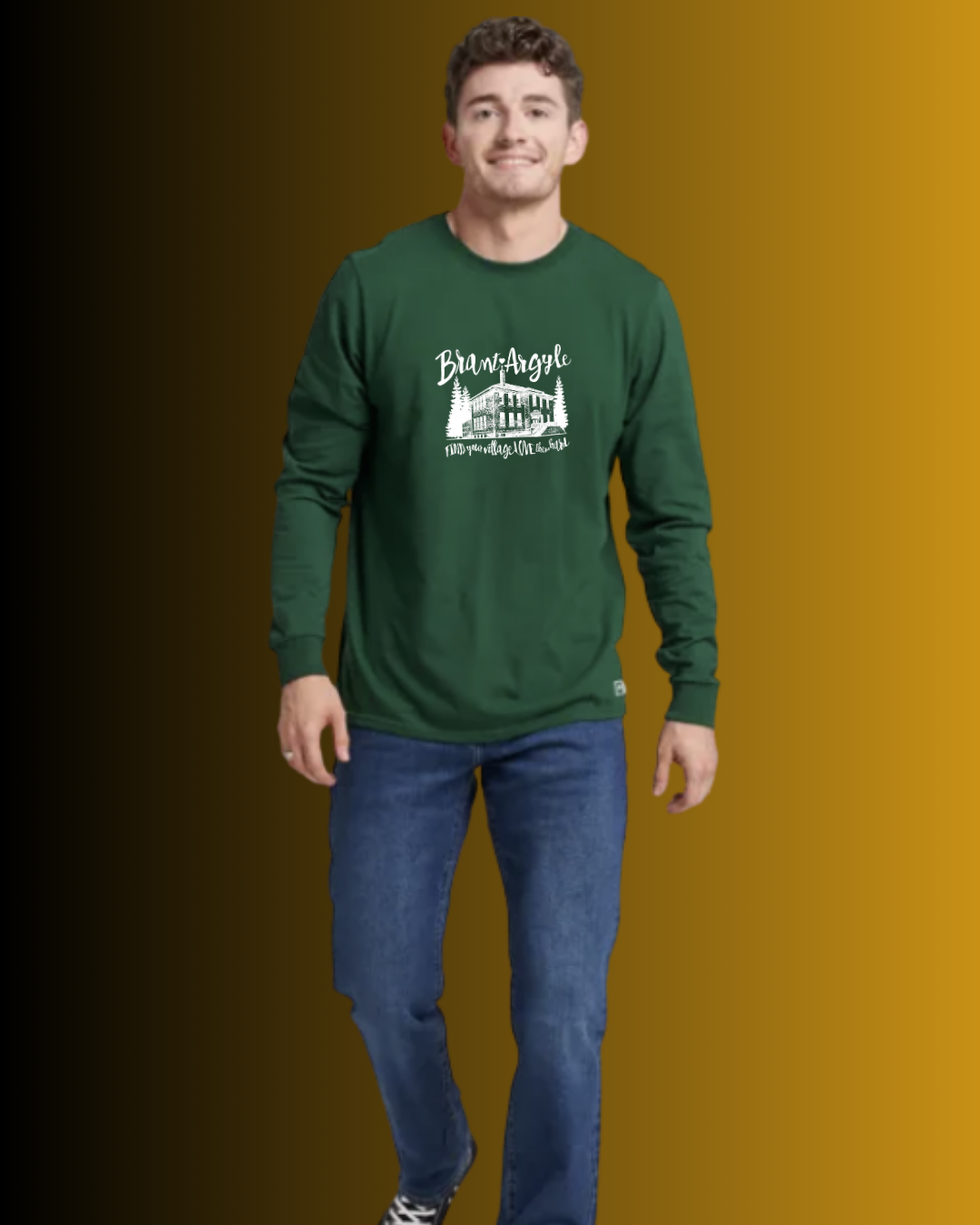 Brant-Argyle Russell Athletic Cotton Performance Long Sleeve T-Shirt