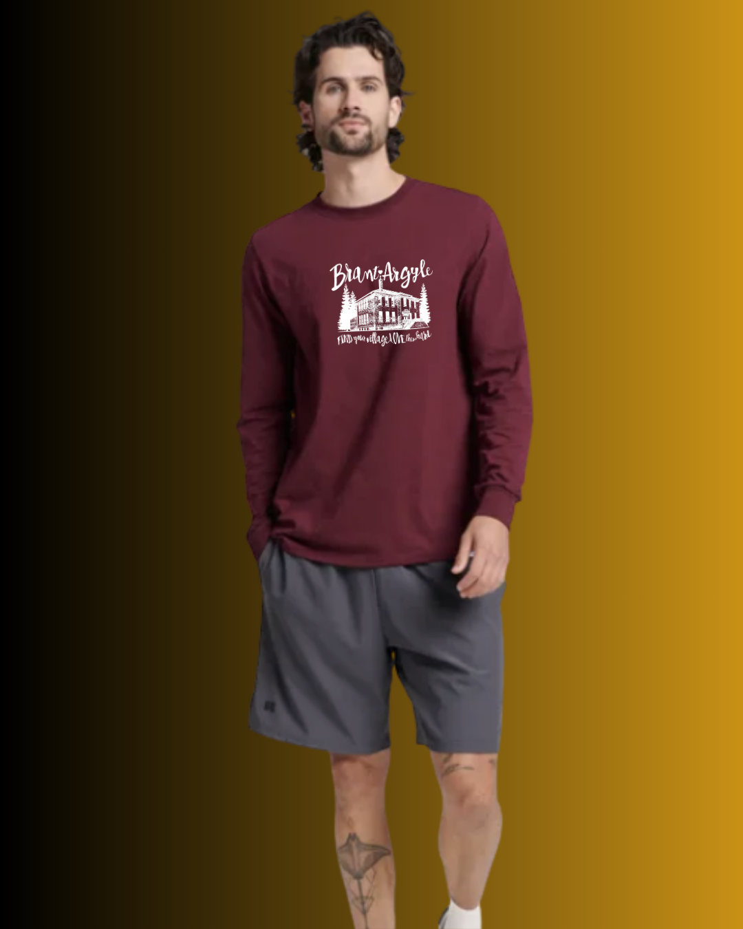 Brant-Argyle Russell Athletic Cotton Performance Long Sleeve T-Shirt