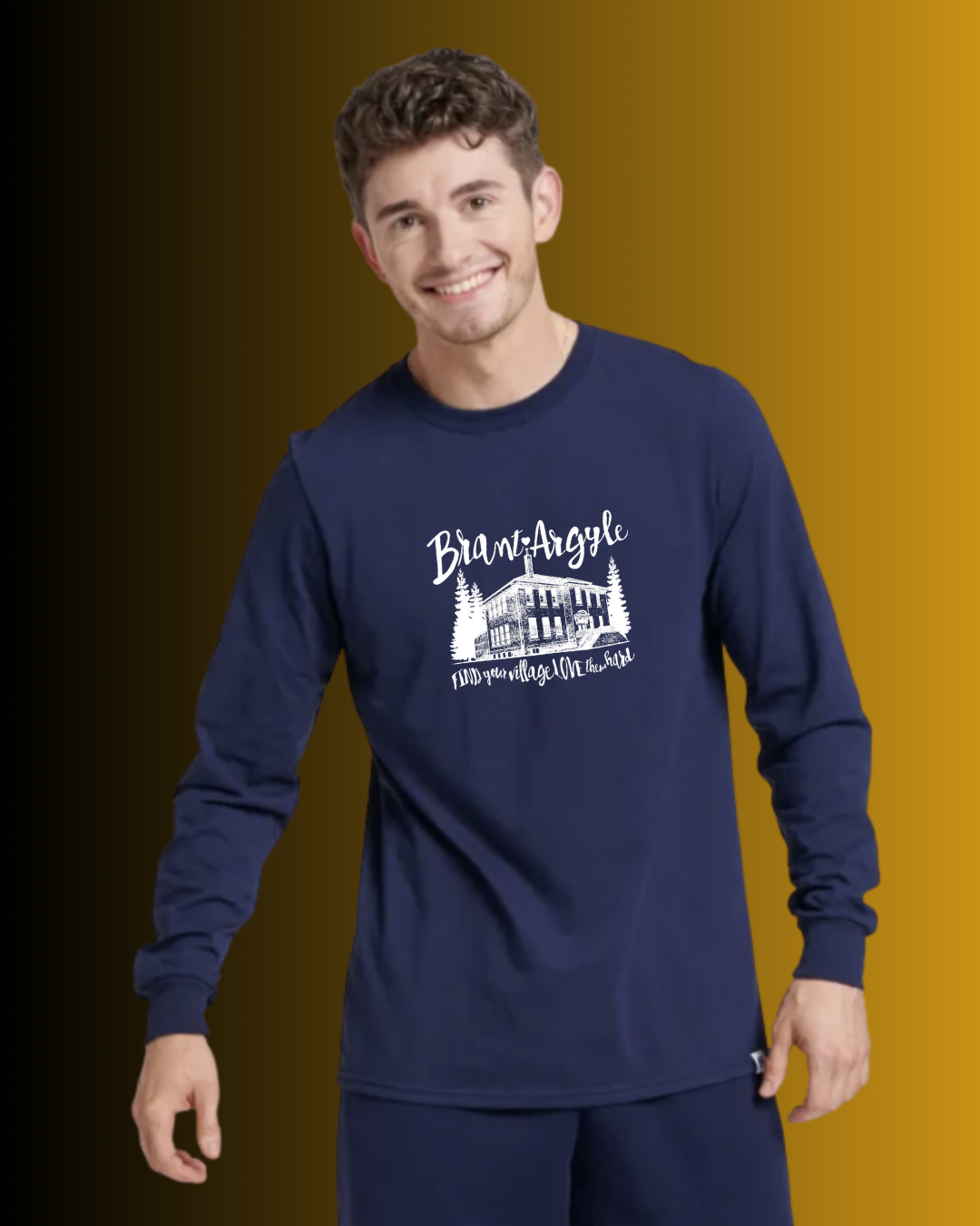 Brant-Argyle Russell Athletic Cotton Performance Long Sleeve T-Shirt