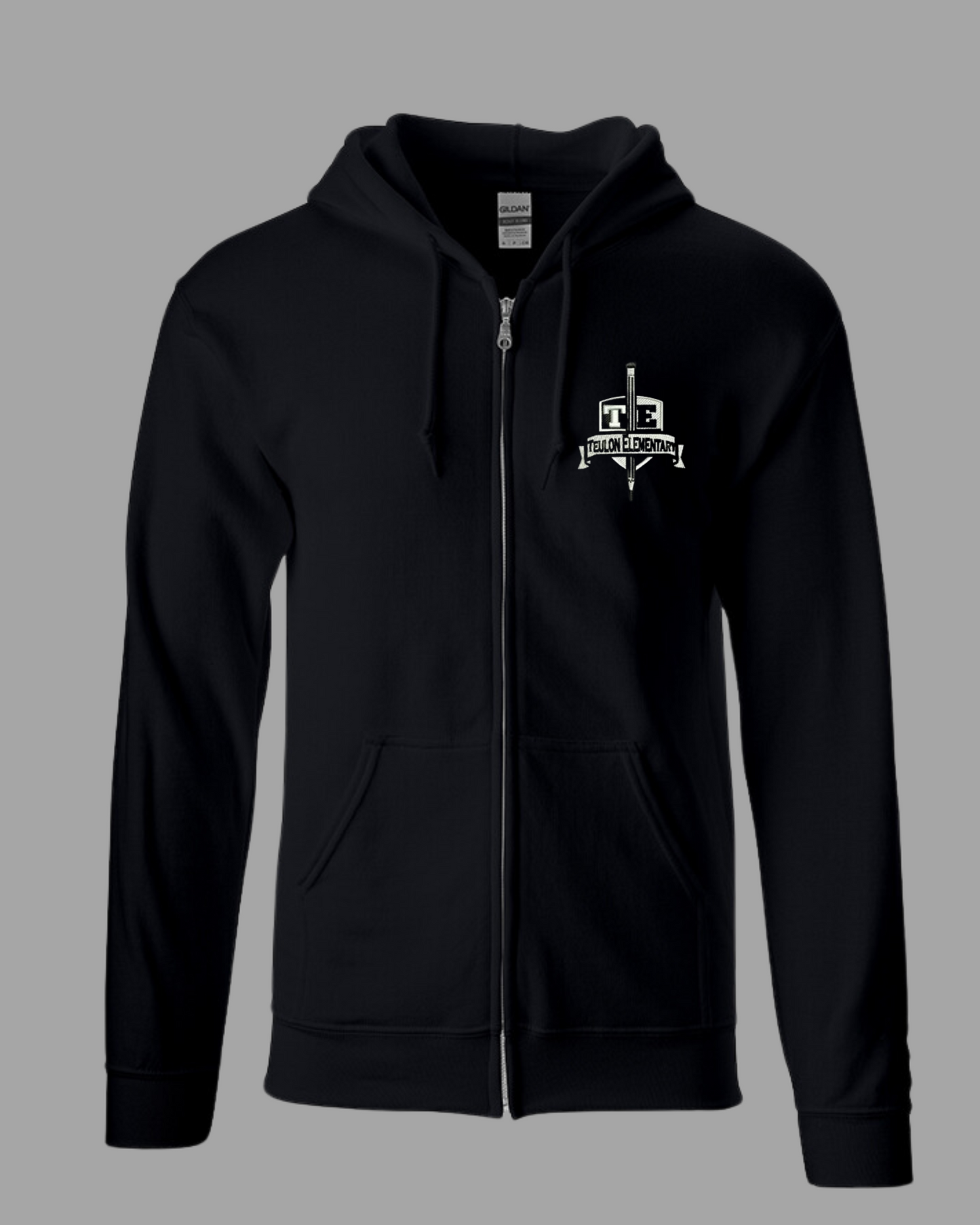 Teulon Elementary Zip Up Hooded Sweatshirt Pencil Logo