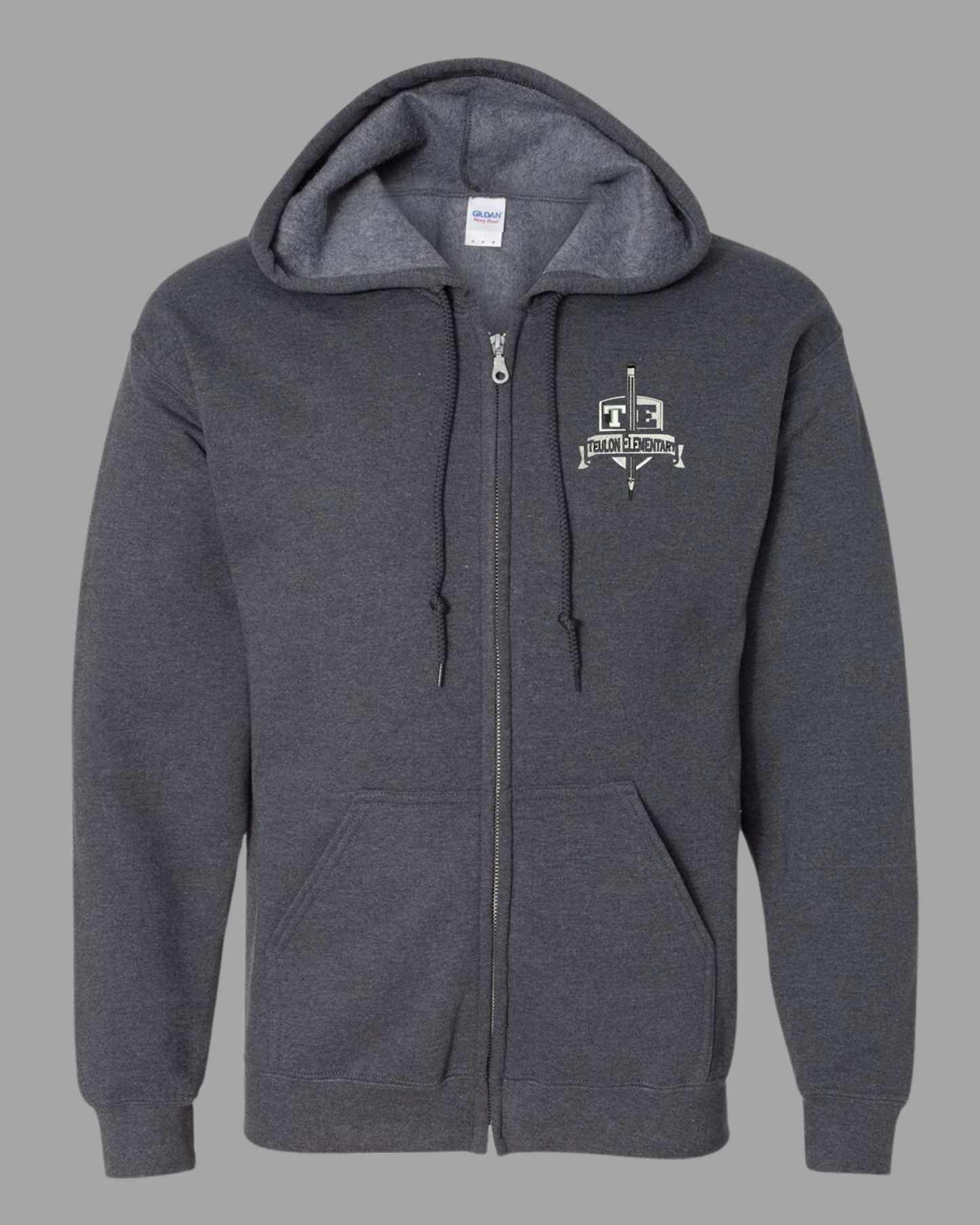 Teulon Elementary Zip Up Hooded Sweatshirt Pencil Logo